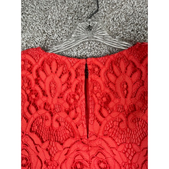 Moulinette Soeurs Anthropology Lace Blouse Bell Sleeve Coral‎ Red Elegant Top M - Picture 10 of 12